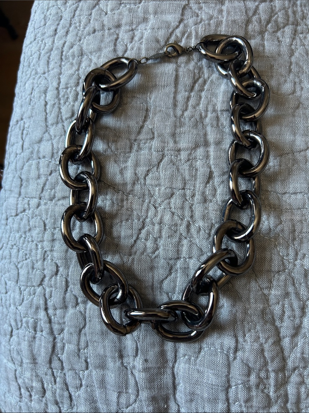Bold Chunky Herringbone Link Necklace in Gunmetal